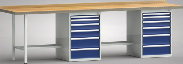 KLW Standard-Werkbank - 3000 x 700 x 840 mm L x T x H, rechts 50EA/75EA/100EA/125EA/2x175EA, WS438N-3000M40-E7040