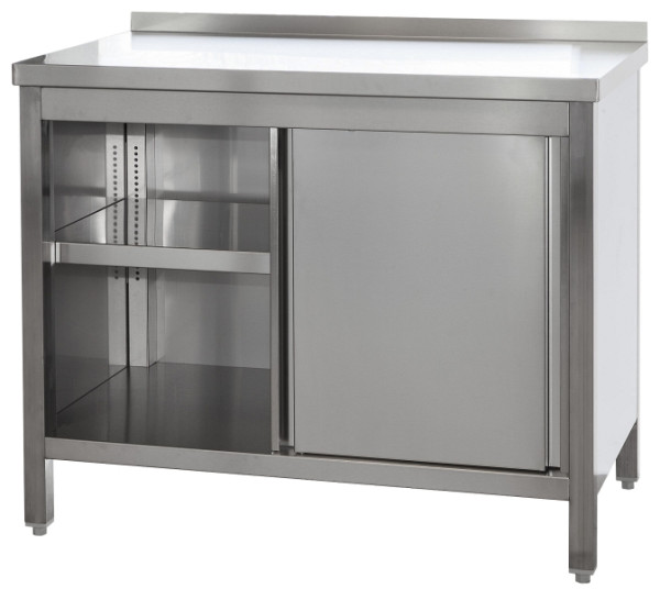 A&S Gastro Edelstahl Arbeitsschrank mit Aufkantung, Türen und höhenverstellbaren Zwischenboden, Tiefe 700mm, AISI 304, 900 x 700 x 850 mm, ARSTA097