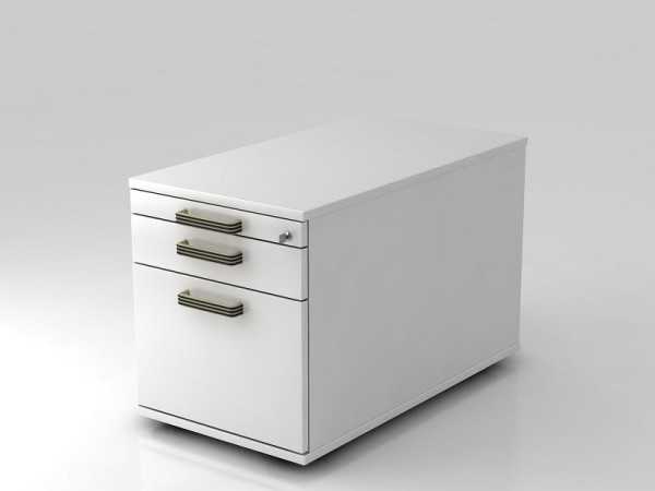 Hammerbacher Rollcontainer 80cm, 1 Schub, 1 HR, Schloss Streifengriff Weiß, 42,8x51,2x80 cm, 1/2/6 HE, VTC20/W/W/SG
