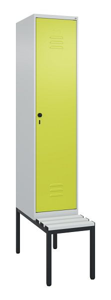 C+P Umkleidespind Classic PLUS mit Mitteltrennwand, Bank, 2120x400x815mm, 7035/0024, Drehriegel, 0800507-12F S10040