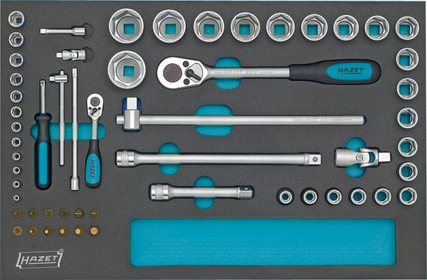 Hazet Steckschlüssel Satz, Vierkant hohl 12,5 mm, Vierkant hohl 6,3 mm, Innen-Sechskant Profil, Kreuzschlitz Profil PH, Anzahl Werkzeuge: 56, 163-57/56