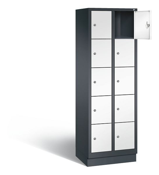 C+P Schließfachschrank Evolo, H1800xB610xT500mm, Farbe: Schwarzgrau / Verkehrsweiß, 48020-205 S10171