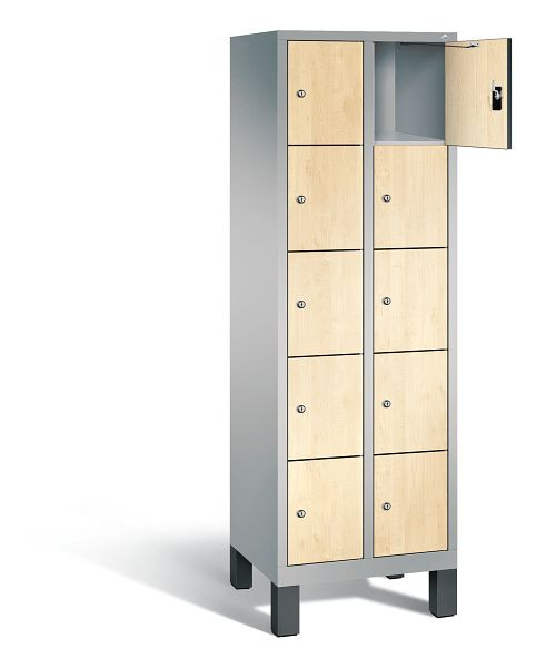 C+P Schließfachschrank Evolo, H1850xB610xT500mm, Farbe: Weißaluminium / Dekor Donau-Ahorn, 48010-205 S10194