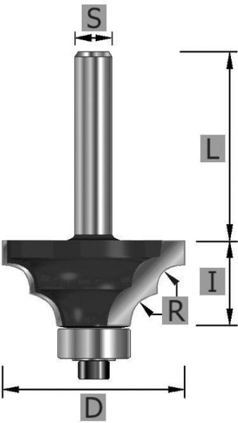 Edessö Doppelradienfräser HW mit Kugellager, A: 28,6, R: 4, B: 12,7, C: 12, 111528612