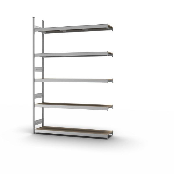 hofe Großfach-Anbauregal, 3000x400x2000 mm, 5 Fachebenen, Spanplatte verzinkt, 350 kg Fachlast, 2000 kg Feldlast, zweiseitige Bedienung, GZA30420S