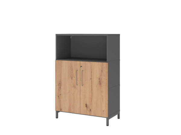 Hammerbacher Regal/Türen, 3OH, Sockel, graphit/asteiche, VFW38T2KU/G/R/BS