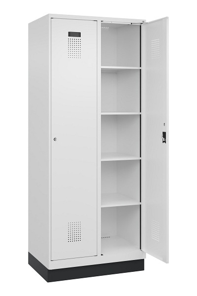 C+P Wäsche-Spind Evolo PLUS, mit Sockel, 2 Abteile, 1950x800x500mm, 9016/9016, Verschluss Zylinderschloss, Ablageböden 8, 049020-22B S10047