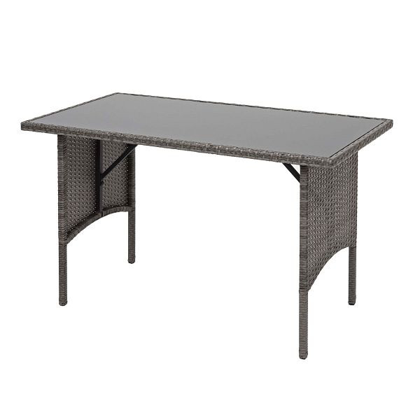 Mendler Poly-Rattan Esstisch HWC-G16, Esszimmertisch Gartentisch Tisch, Gastronomie 112x60cm, grau, 70871