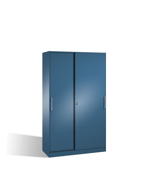 C+P Schiebetürenschrank Asisto, H1980xB1200xT435mm, Farbe: Fernblau, Bügelgriff, 5 OH, 142001-000 S10097