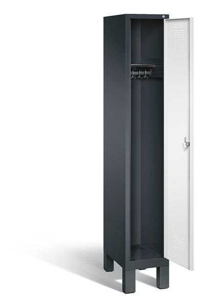 C+P Garderobenschrank Evolo, H1850xB320xT500mm, Farbe: Schwarzgrau / Verkehrsweiß, 48010-10 S10124
