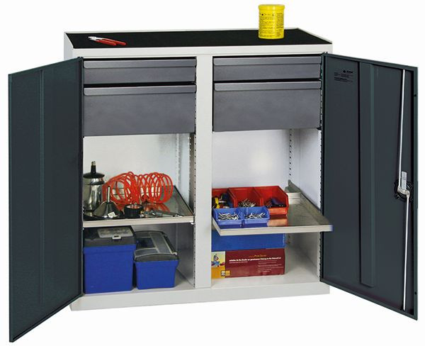 stumpf Werkzeug- und Materialschrank Serie 3000, 7035/7016, 2 Schubladen 100 mm, 2 Schubladen 200 mm, 2 Wannenböden, 3002371