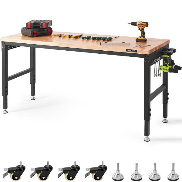 VEVOR Werkbank Werktisch Arbeitstisch, Werkstatttisch mit Steckdose 1361kg, GZZS72X25INCH5B8CV2