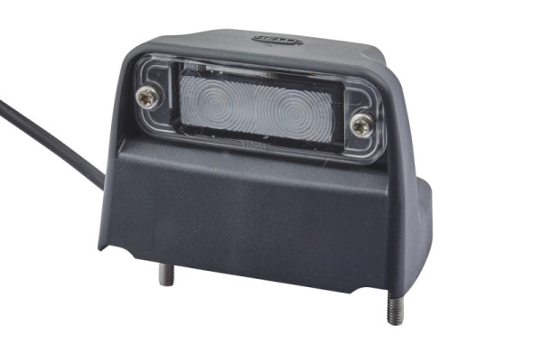 HELLA Kennzeichenleuchte, LED, 12/24V, Anbau/geschraubt, Lichtscheibenfarbe: glasklar, Kabel: 2000mm, Flachsteckhülse, seitlicher Anbau, 2KA 012 271-031