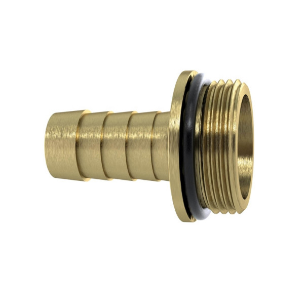 Riegler 1/3 Schlauchverschraubung G1 1/2x38, mit NBR O-Ring, mit Bund, MS blank, 146141