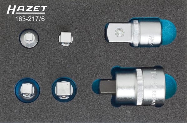 Hazet Adapter Satz, Vierkant hohl 6,3 mm (1/4 Zoll), Vierkant hohl 10 mm (3/8 Zoll), Vierkant hohl 12,5 mm (1/2 Zoll), Netto-Gewicht: 0.6 kg, 163-217/6