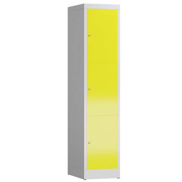 Lüllmann ClassiX Schließfachschrank, 1 Abteil, 3 Fächer, 1800 x 415 x 500 mm, lichtgrau/zinkgelb, X-523316