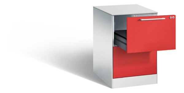 C+P Karteischrank Asisto, H710xB440xT600mm, Farbe: Lichtgrau / feuerrot, Bügelgriff, 146275-221 S10021