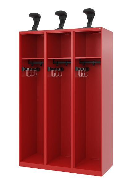 C+P Feuerwehrspind Evolo, Modell EXPERT, 3 Abteile, H1850B1200T500 mm, Feuerrot, Helmhalter, 0491015-32 S10005