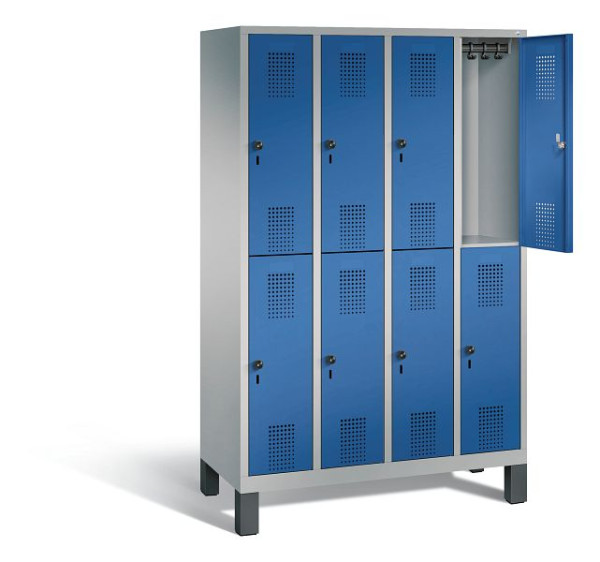 C+P Spind doppelstöckig Evolo, H1850xB1190xT500mm, Farbe: Weißaluminium / Enzianblau, 48310-40 S10535