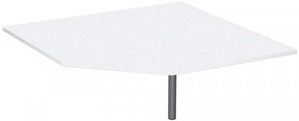 geramöbel Verkettungsplatte Fünfeck 90° mit Stützfuß, mit Kabelführung, höhenverstellbar, 1225x1225x680-820, Weiß/Silber, N-647510-WS