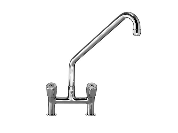 Locher Zweiloch-Zweigriff-Standarmatur mit Auslauf Ø25 mm, Ausladung: 25 cm, 128003