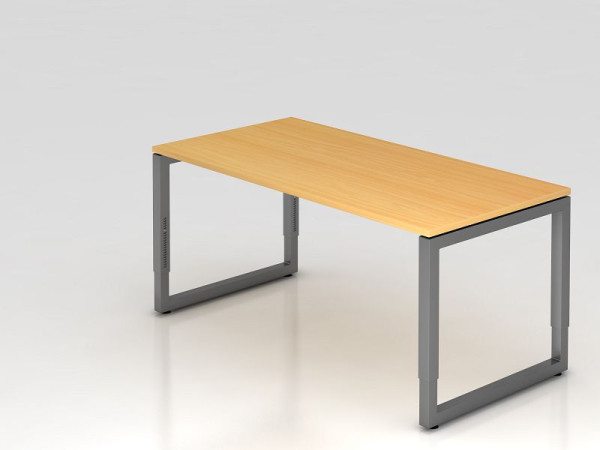 Hammerbacher Schreibtisch O-Fuß eckig 160x80cm Buche/Graphit, Rechteckform mit schwebender Tischplatte, VRS16/6/G