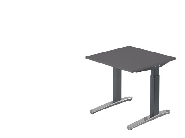 Hammerbacher Schreibtisch C-Fuß 80x80cm Graphit/Graphit (Poliert), VXB08/G/GC