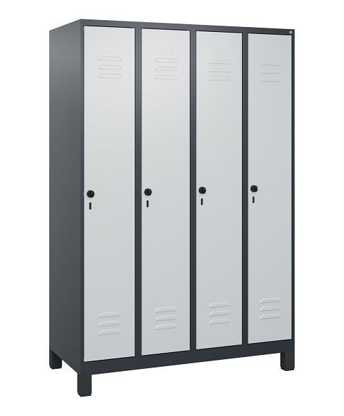 C+P Umkleidespind Classic PLUS mit Mitteltrennwand, Füße, 4 Abteile, 1800x1200x500mm, 7016/7035, Drehriegel, 0800107-40F S10013