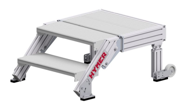 HYMER Treppenpodest nach DIN EN 14183, Stufenbreite 600 mm, 2 Stufen, Standhöhe 0,40 m, 68840602