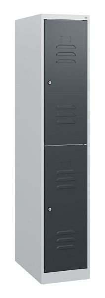 C+P Doppelstöckiger Spind Classic PLUS, 1530x300x500mm, 7035/7016, Zylinderschlösser, 0803005-10 S10028