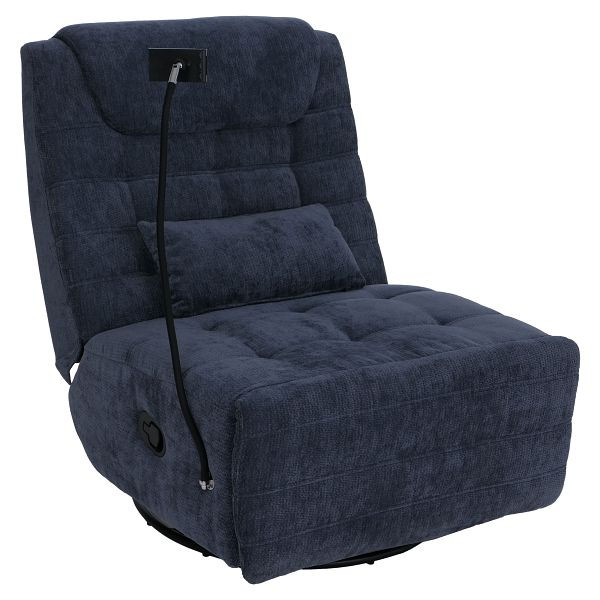 Mendler Relaxsessel HWC-P92, TV-Sessel Fernsehsessel, drehbar Kippfunktion Handyhalterung, Stoff Chenille (260g/m²), blau, 120313