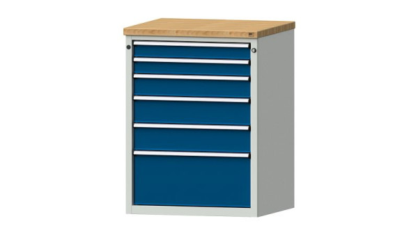 ANKE Werkbänke Schubladenschrank, Modell 3004 V, 765 x 700 x 1020 mm, RAL 7035/5010, BMP 40 mm, 611.007