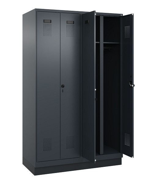 C+P Schwarz-Weiß-Spind Evolo PLUS, mit Sockel, 4 Abteile, 1950x1200x500mm, 7016/7016 Anthrazitgrau, Abteile 4, Abteilbreite 300 mm, 049022-40 S10016