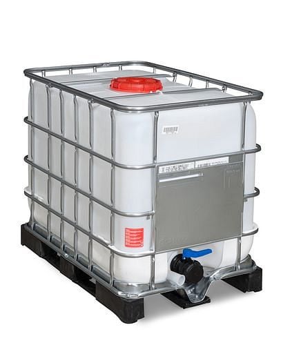 DENIOS IBC Gefahrgut-Container, PE-Palette, 600 l, Öffnung NW225, Auslauf NW80, 266-163