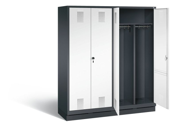 C+P Schwarz-Weiss-Spind Evolo, H1800xB1590xT500mm, Farbe: Schwarzgrau / Verkehrsweiß, 48022-42 S10033