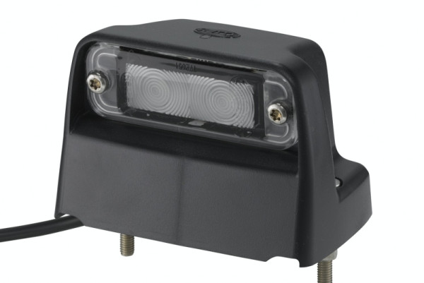 HELLA Kennzeichenleuchte, LED, 24/12V, Anbau/geschraubt, Lichtscheibenfarbe: glasklar, Kabel: 500mm, Stecker: EASYCONN, seitlicher Anbau, 2KA 012 271-051
