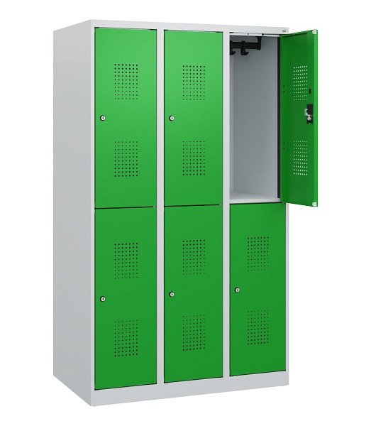 C+P Doppelstöckiger Spind Evolo PLUS, 6 Fächer, 1530x900x500mm, 7035/6037, Zylinderschloss, 0493005-30 S10038