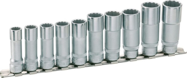 Hazet Doppelsechskant Steckschlüsseleinsatz Satz, Vierkant hohl 10 mm (3/8 Zoll), Außen-Doppel-Sechskant Profil, 10 - 19, Anzahl Werkzeuge: 10, 880TZ/10H