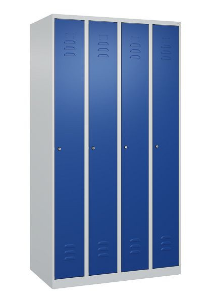 C+P Umkleidespind Classic PLUS, 4 Abteile, 1850x1000x500mm, 7035/5010, Zylinderschlösser, 080000-49 S10024