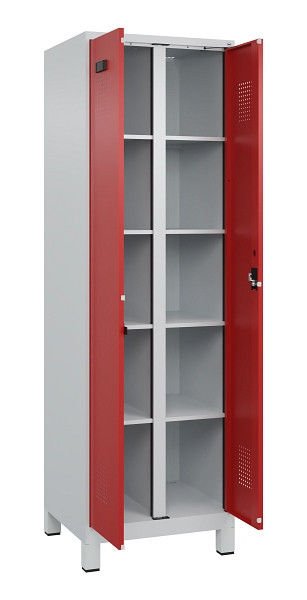 C+P Wäsche-Spind Evolo PLUS, mit Füßen, 2 Abteile, 1950x600x500mm, 7035/3000, Verschluss Zylinderschloss, 049012-20B S10030