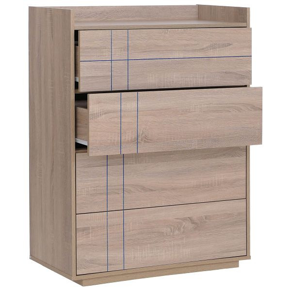 Mendler Kommode HWC-P44, Sideboard Schrank Anrichte, 4 Schubladen Push-to-open, MDF 107x80x40cm, Sonoma-Eiche-Optik, 139861+139862