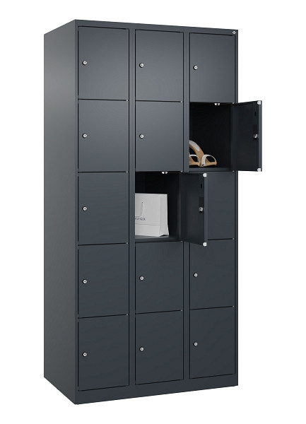C+P Schließfachschrank Evolo PLUS, 15 Fächer, 1850x900x500mm, 7016/7016, 049000-305 S10016