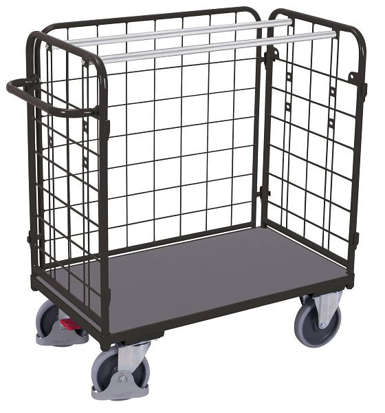 VARIOfit Paket-Dreiwandwagen niedrig, Ladefläche: 1.000 x 600 mm, RAL 7016 anthrazitgrau, sw-600.313/AG