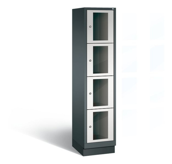 C+P Schließfachschrank Classic, 4 Fächer, H1800xB420xT500 mm, Anthrazit/Grau, 8020A124 S10023
