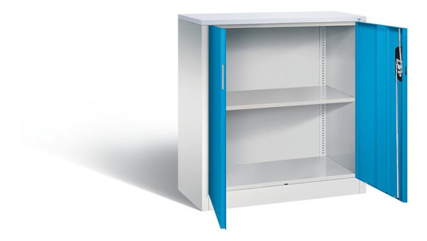 C+P Büroschrank Acurado, H1000xB930xT400mm, Farbe: Lichtgrau / Lichtblau, Muldengriff, 2 OH, 9266-1200 S10310