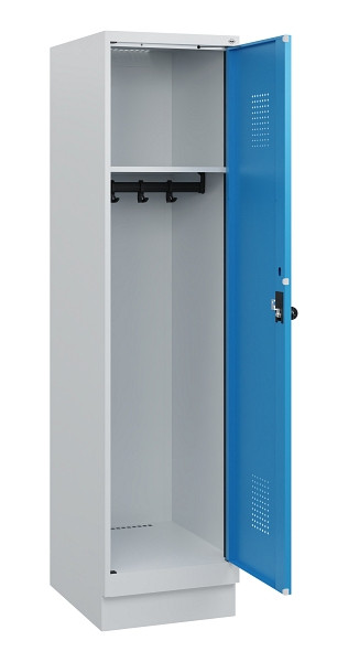 C+P Spind Evolo PLUS, Sockel, 1 Abteil, 1630x400x500mm, 7035/5012, Drehriegel, 0490205-12 S10007