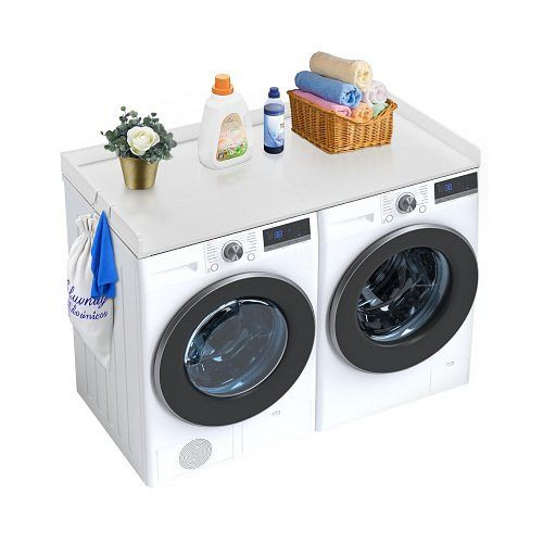 VEVOR Holzarbeitsplatte für Waschmaschine/Trockner, 1370x700x69 mm, wasserabweisend, Anti-Rutsch-Pads, weiß, XYTM54INCHBSZROXRV0