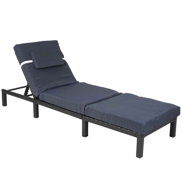 Mendler Poly-Rattan Sonnenliege HWC-A51, Relaxliege Gartenliege Liege, Premium anthrazit, Kissen grau, 59609