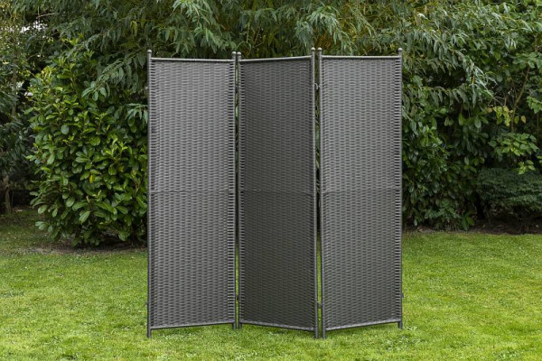 Merxx Paravent, verlängerbar, grau, Stahlgestell mit Kunststoffgeflecht, 28935-209