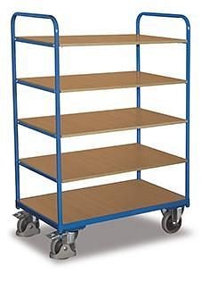 VARIOfit Etagenwagen mit 5 Etagen Außenmaße: 910 x 500 x 1.524 mm (B/T/H) Traglast 250 kg Thermoplatische Gummibereifung, sw-500.212